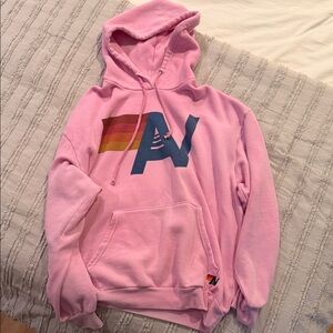 Aviator Nation Pink Hoodie - Logo Pullover Relaxed Hoodie